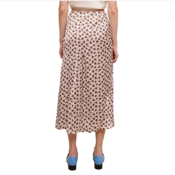 Maje Palm Tree sprint Ruched Satin Skirt Size 42 (10-12) - Picture 3 of 4